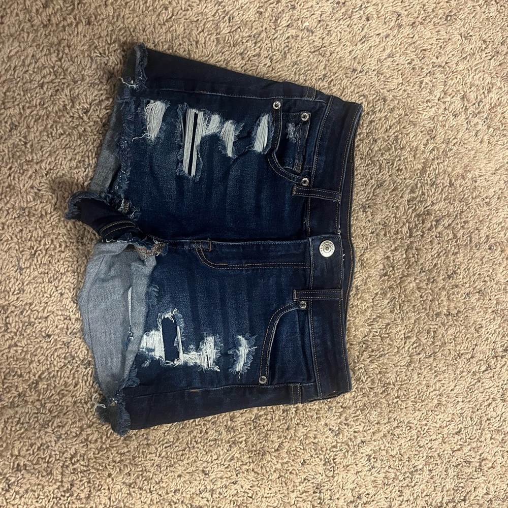 American Eagle Outfitters Blue Distressed Jean Shorts